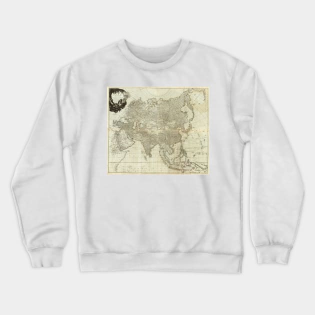 Vintage Map of Asia (1757) Crewneck Sweatshirt by Bravuramedia